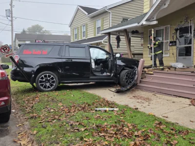 Vehicle strikes home in the 900 block of Washington Boulevard Thursday morning